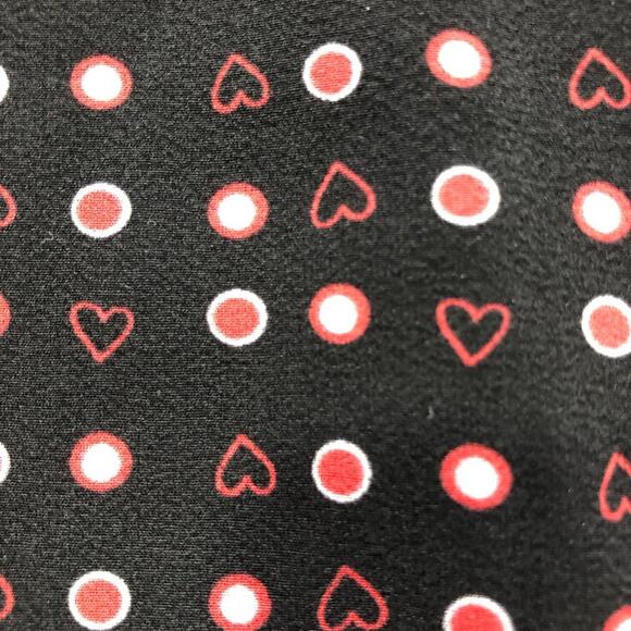 St John womens 2 black silk blouse red hearts print v neck tie bow career luxury - Picture 9 of 13